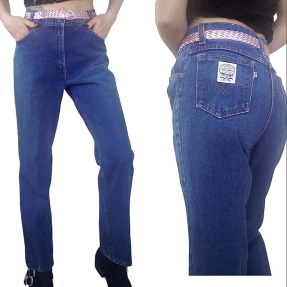 Levis blue vintage rare white tag 1970 high rise mom crop jeans size 28